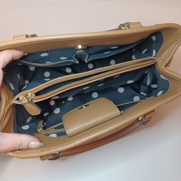 Anne Klein Purse Never Used Tan Cream Gold Accent Hardware Missing Long Strap - Picture 8 of 11
